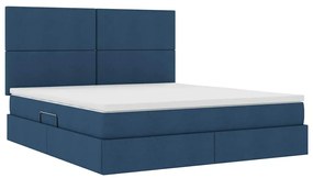 vidaXL LED Κρεβάτι αποθήκευσης με στρώμα Μπλε 180 x 200 cm Ύφασμα