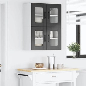 vidaXL Ραφιέρα τοίχου PORTO 2 pcs Μαύρο Επεξεργασμένο Ξύλο