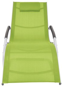 vidaXL Ξαπλώστρα Πράσινη από Αλουμίνιο / Textilene με Μαξιλάρι