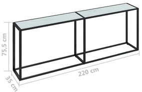 vidaXL Τραπέζι Κονσόλα Λευκό Όψη Μαρμάρου 220x35x75,5 εκ. Ψημένο Γυαλί