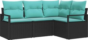 vidaXL Σετ Καναπέ 4 pcs Μαύρο συνθετικό ρατάν