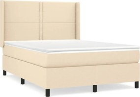 vidaXL Κρεβάτι Boxspring με Στρώμα Κρεμ 140x190 εκ. Υφασμάτινο