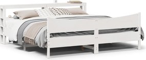 vidaXL Πλαίσιο Κρεβατιού με Κεφαλάρι Λευκό 200x200 εκ. από Μασίφ Πεύκο