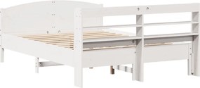 vidaXL Σκελετός Κρεβ. Χωρίς Στρώμα Λευκό 135x190 εκ Μασίφ Πεύκο