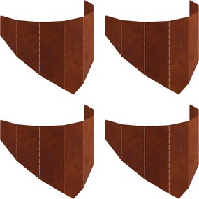 vidaXL Περίγραμμα γκαζόν 4 τμχ. 100 x 45 cm Ατσάλι Σκ rusty