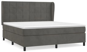 Κρεβάτι Boxspring με Στρώμα Σκούρο Γκρι 180x200 εκ. Βελούδινο - Γκρι