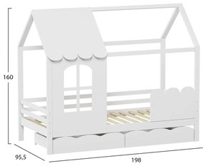 ΠΑΙΔΙΚΟ ΚΡΕΒΑΤΙ τ.MONTESSORI ΜΕ ΣΥΡΤΑΡΙΑ DOMER HM710.03 ΞΥΛΟ ΠΕΥΚΟΥ ΛΕΥΚΟ-ΣΤΡΩΜΑ 90x190εκ