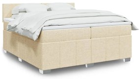 vidaXL Κρεβάτι Boxspring με Στρώμα Κρεμ 200x200 εκ. Υφασμάτινο