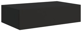 Ράφι Επιτοίχιο με Συρτάρι Μαύρο 40 x 23,5 x 10 εκ. από MDF - Μαύρο