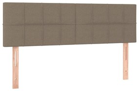 vidaXL Κρεβάτι Boxspring με Στρώμα &amp; LED Taupe 140x190 εκ. Υφασμάτινο
