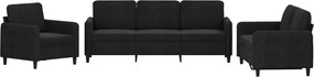 vidaXL Σετ Σαλονιού 3 Τεμαχίων Μαύρο από Βελούδο