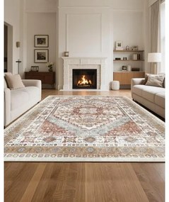 VEVOR Large Area Rug 8 x 10 ft Anti-Skid Indoor Floor Mat Vintage Brown Red