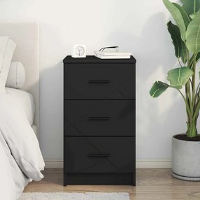 vidaXL Κομοδίνο με συρτάρι Μαύρο 38 x 38 x 66 εκ Επεξεργασμένο ξύλο