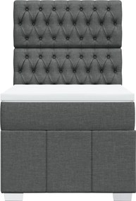 vidaXL Κρεβάτι Boxspring με Στρώμα Σκούρο Γκρι 90x190 εκ. Υφασμάτινο
