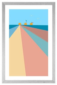 Αφίσα με παρπαστού Χαρωπή πολύχρωμη παραλία - 40x60 black