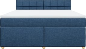 vidaXL Κρεβάτι Boxspring με Στρώμα Μπλε 180x200 εκ. Υφασμάτινο