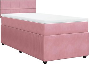 vidaXL Κρεβάτι Boxspring με Στρώμα Ροζ 100x200 εκ. Βελούδινο