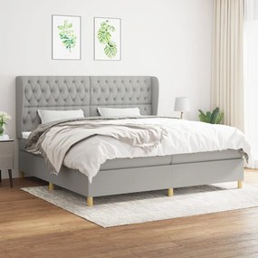 Κρεβάτι Boxspring με Στρώμα Ανοιχτό Γκρι 200x200 εκ. Υφασμάτινο - Γκρι