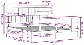 ΚΡΕΒΑΤΙ ΒΙΒΛΙΟΘΗΚΗ ΧΩΡΙΣ ΣΤΡΩΜΑ 200X200 ΕΚ ΜΑΣΙΦ ΞΥΛΟ ΠΕΥΚΟΥ 3321842