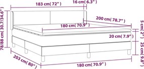 vidaXL Κρεβάτι Boxspring με Στρώμα Ροζ 180x200 εκ. Βελούδινο