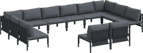 vidaXL Σετ Καναπέ Κήπου 12 τμχ. Μαύρο Ατσάλι