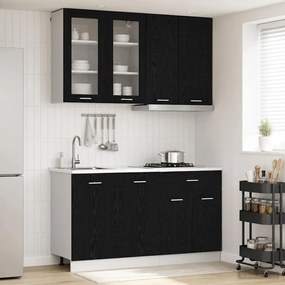 vidaXL Μονάδα κουζίνας LYON 4 pcs Μαύρη Δρυς Επεξεργασμένο Ξύλο