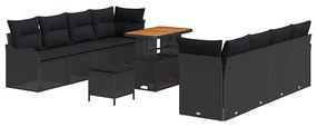 vidaXL Σετ Καναπέ Κήπου Ρυθμιζόμενο ύψος 11 pcs Μαύρο συνθετικό ρατάν