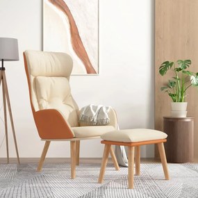 vidaXL Πολυθρόνα Relax Κρεμ από Συνθετικό Δέρμα/'Υφασμα με Υποπόδιο
