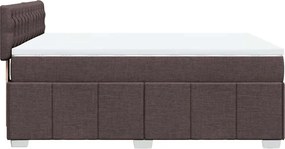 vidaXL Κρεβάτι Boxspring με Στρώμα Σκούρο Καφέ 140x190 εκ. Υφασμάτινο