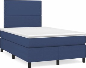 vidaXL Κρεβάτι Boxspring με Στρώμα &amp; LED Μπλε 120x190εκ. Υφασμάτινο