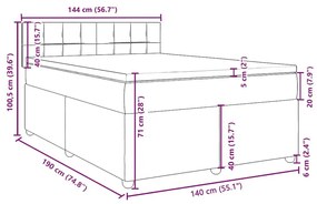 Κρεβάτι Boxspring με Στρώμα Μαύρο 140x190 εκ. Υφασμάτινο - Μαύρο