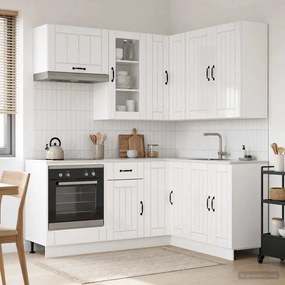 vidaXL Μονάδα κουζίνας LUCCA 8 pcs Γυαλιστερό Λευκό Επεξεργασμένο Ξύλο