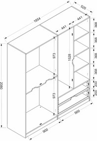 Τετραφυλλη Ντουλαπα Χρυσο ELINA 52x185,4x208