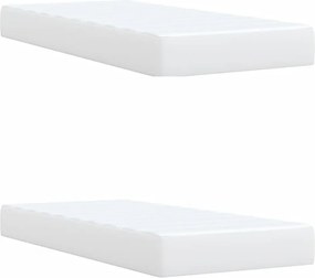 vidaXL Κρεβάτι Boxspring με Στρώμα Λευκό 200x200 εκ. Συνθετικό Δέρμα