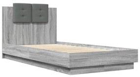 Πλαίσιο Κρεβατιού με Κεφαλάρι Γκρι Sonoma 75x190 εκ. Επεξ. Ξύλο - Γκρι