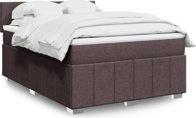 vidaXL Κρεβάτι Boxspring με Στρώμα Σκούρο Καφέ 140x200 εκ Υφασμάτινο