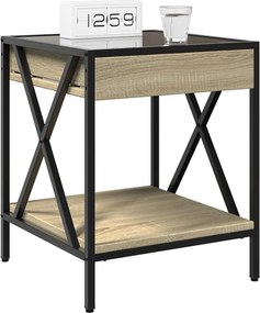 vidaXL Κομοδίνο Άπειρο Φως LED Sonoma Δρυς 40x40x49 εκ.