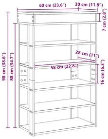 ΡΑΦΙ ΠΑΠΟΥΤΣΙΩΝ  ΓΚΡΙ SONOMA 60X30X98 CM ΚΑΤΑΣΚΕΥΑΣΜΕΝΟ ΞΥΛΟ 859928