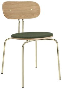 Καρέκλα Τραπεζαρίας Curious Brass 5916-1C719-05 44,5x48x77,5cm Oak-Green Umage Steel,Polywood