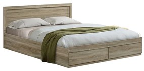 Κρεβάτι Olympus pakoworld με συρτάρι σε sonoma απόχρωση 160x200εκ