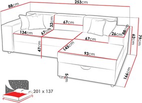 Γωνιακός καναπές Santos-Gkri Skouro-Δεξιά