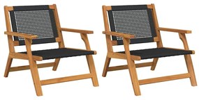 vidaXL Εξωτερικά Έπιπλα 2 pcs Μαύρο 67 x 78 x 73εκ Μασίφ ξύλο ακακίας