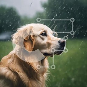 Intra Συλλεκτικό Ξύλινο Παζλ Plywood 4mm - Σκύλος Γκόλντεν Ριτρίβερ στη βροχή Σε Ξύλινο Κουτί - Διαστάσεις: 10x10 cm – 25 κομμάτια