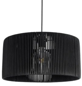 KYCLOS 203-0048 Boho Κρεμαστό Φωτιστικό Καπέλο Μονόφωτο 1 x E27 IP20 Μαύρο Rattan-M40 x Π40 x Υ25.5cm Globostar-203-0048-Μαύρο 203-0048