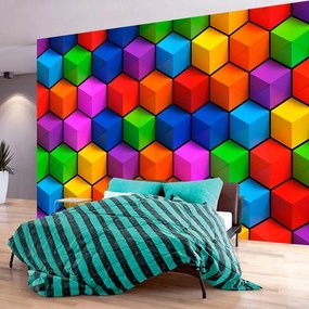 Αυτοκόλλητη φωτοταπετσαρία - Colorful Geometric Boxes - 147x105