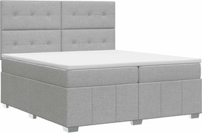 vidaXL Κρεβάτι box spring με στρώμα Ανοιχτό γκρι 200 x 200 cm Ύφασμα