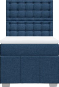 vidaXL Κρεβάτι Boxspring με Στρώμα Μπλε 100 x 200 εκ. Υφασμάτινο