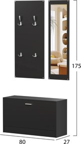 ΣΕΤ ΕΙΣΟΔΟΥ ΜΕ ΚΑΘΡΕΠΤΗ VERN HM2476.02 ΜΕΛΑΜΙΝΗ ΣΕ WENGE 80x27x175Υεκ