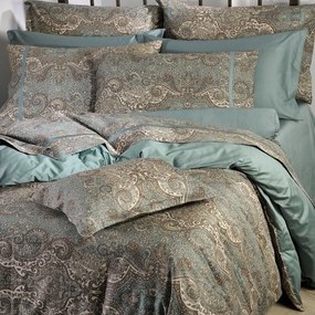 Σεντόνια 833 Bombay (Σετ 4τμχ) Petrol Down Town Queen Size 245x270cm 100% Cotton Satin