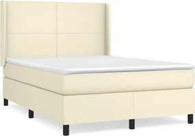 vidaXL Κρεβάτι Boxspring με Στρώμα Κρεμ 140x190εκ. από Συνθετικό Δέρμα